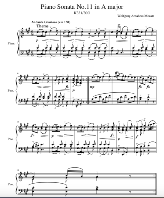 Piano Sonata No.11 in A major